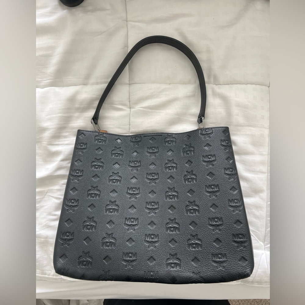 MCM Sara Monogram Leather Convertible Hobo
